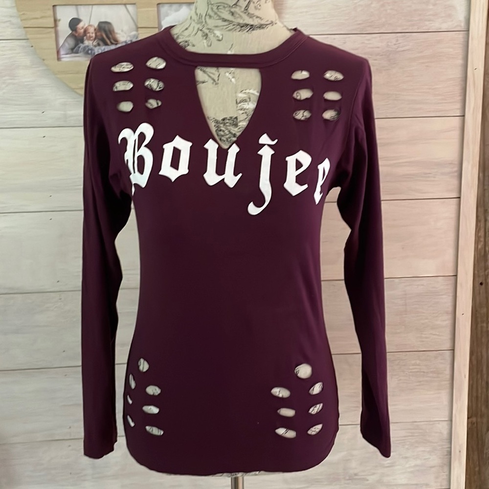 On Fire Purple Cut Boujee Top M